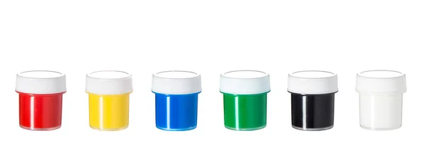 Um conjunto de xícaras de guache com cores diferentes — Fotografia de Stock