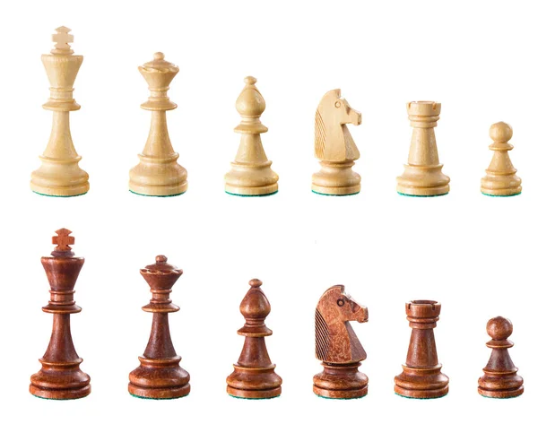 套隔离在白色背景上的白色国际象棋棋子： 健 图库图片