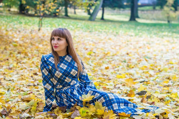 Hermosa chica en el parque otoño — Foto de Stock