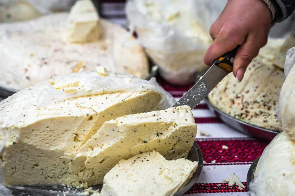 Pieces of cheese with spices — Stock Photo, Image