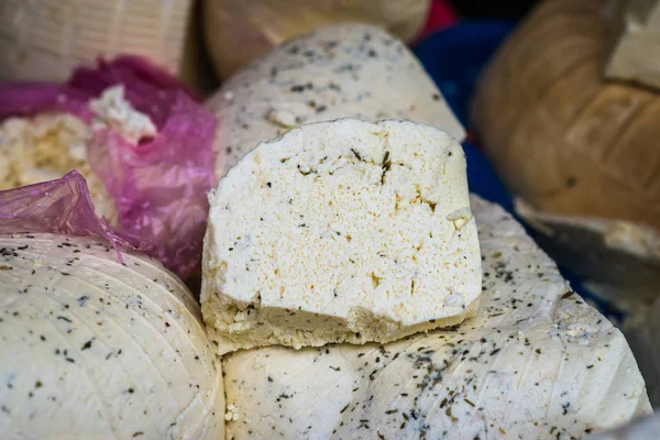 Pieces of cheese with spices — Stock Photo, Image