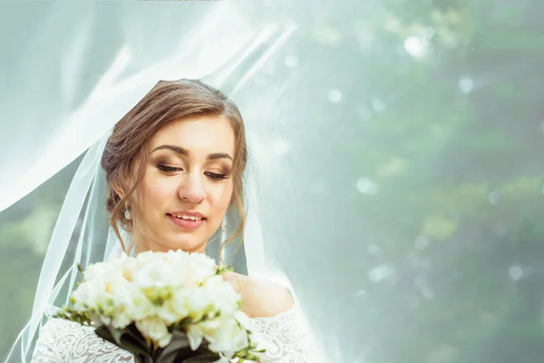 Braut unter Schleier — Stockfoto