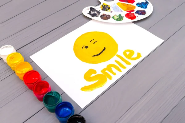 Painted smile on sheet