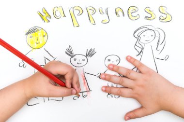 Çocuk Aile taslağını boyalar