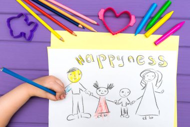 Çocuk Aile taslağını boyalar