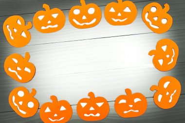 Farklı kabak kağıt siluetleri ile yuvarlak çerçeve