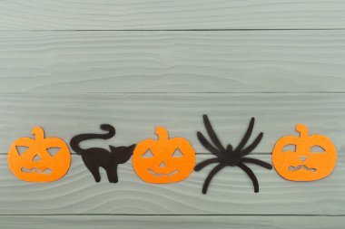 Cadılar Bayramı tatil artalanla pumpkins, kedi, örümcek