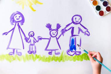 Childs'ın el boyalar kroki aile