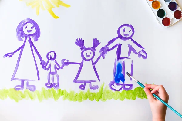 Childs'ın el boyalar kroki aile