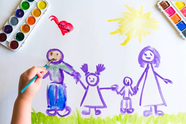 Childs'ın el boyalar kroki aile