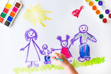 Childs'ın el boyalar kroki aile