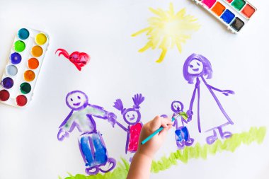 Childs'ın el boyalar kroki aile