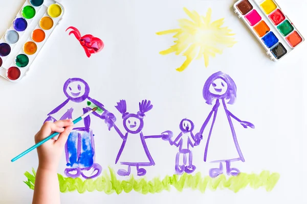 Childs'ın el boyalar kroki aile