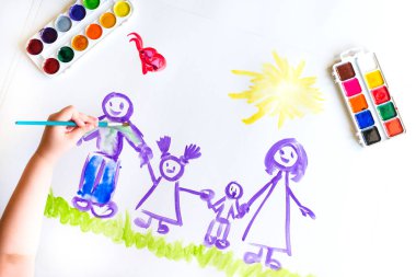 Childs'ın el boyalar kroki aile