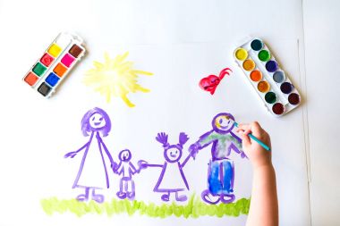 Childs'ın el boyalar kroki aile