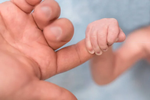 Babys mão segurando dedo — Fotografia de Stock