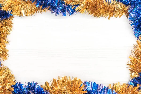 Weihnachts- und Neujahrsdekoration aus Eckrahmen mit Neujahrsschmuck — Stockfoto