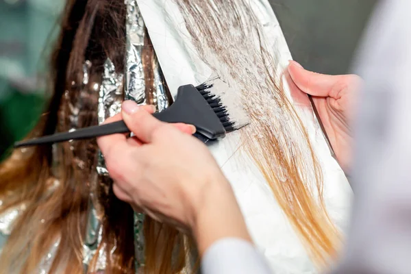 Haarkleuring Proces Close Achteraanzicht — Stockfoto