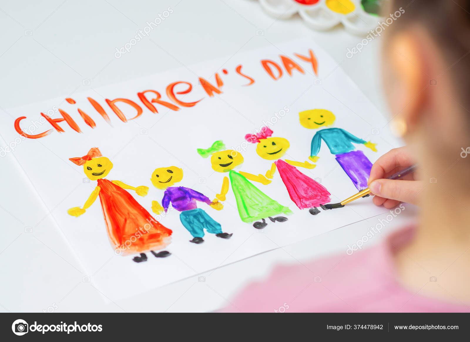 Happy children day colorful drawing circle Vector Image
