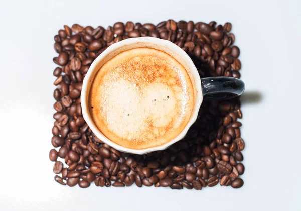 Kahve Çekirdeği Kahve Ile Kare Bir Kompozisyon — Stok fotoğraf