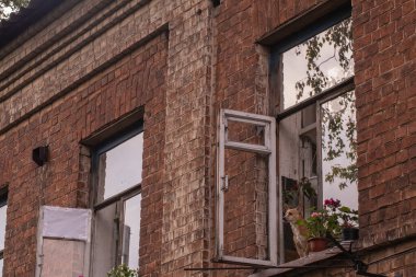 Eski bir taş evde Euripean pencereleri