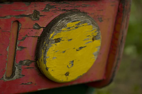 Текстура Деревянного Желтого Круга Детской Площадке — стоковое фото