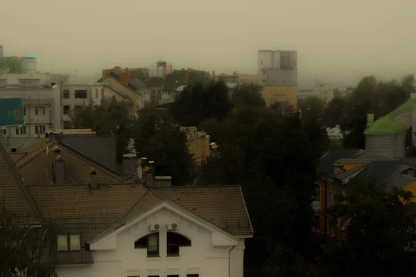 Herbstliche Stadtlandschaft Mit Häusern Von Oben — Stockfoto