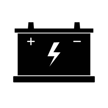 Araba aküsü ikonu. Beyaz arkaplanda düz vektör illüstrasyonu.