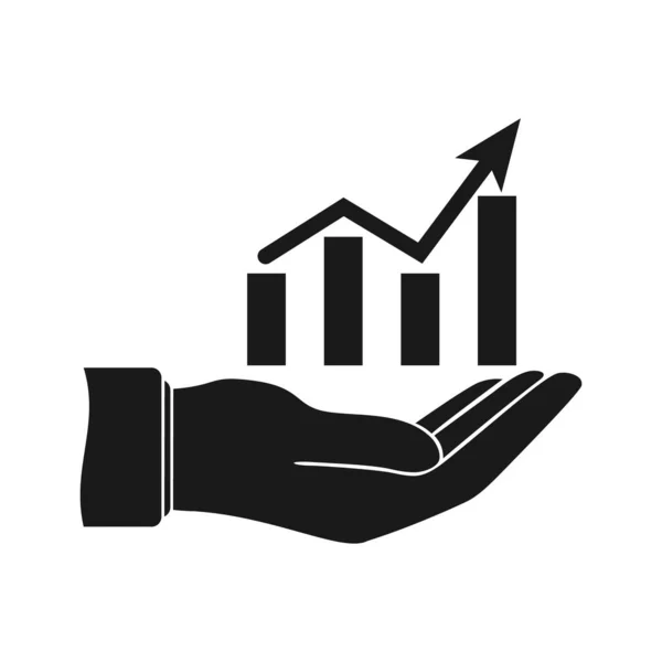 El ve finansal grafik ikonu. Beyaz arkaplanda düz vektör illüstrasyon kolu.