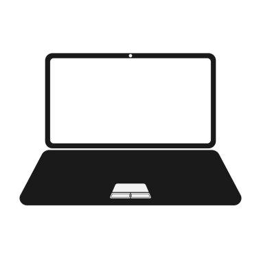 Laptop Simgesi. Beyaz arkaplanda düz vektör illüstrasyonu.