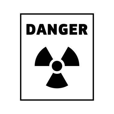 Radyoaktif tehlike ikonu. Beyaz arka planda düz vektör çizim radyasyon sembolü. Güvenli işaret..