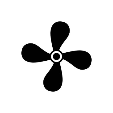 Siyah pervane ve pervane simgesi. Beyaz arkaplanda düz vektör illüstrasyonu