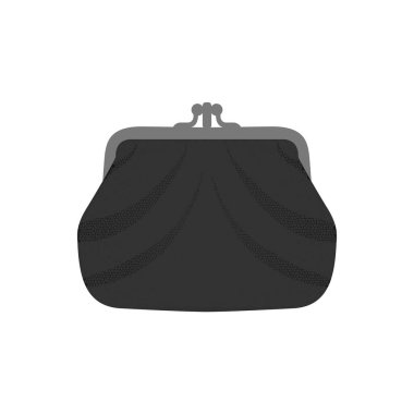 Gerçekçi Siyah Deri Cüzdan eski moda ikonu. Vektör illüstrasyonu