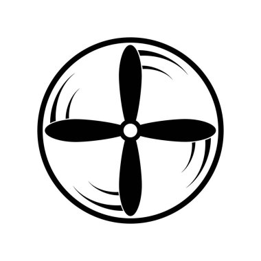 Siyah pervane ve pervane simgesi. Beyaz arkaplanda düz vektör illüstrasyonu