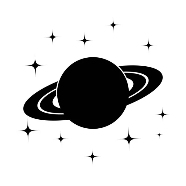 Знак Планеты Звезды Космическая Планета Сатурн Плоский Векторный Рисунок Белом — стоковый вектор