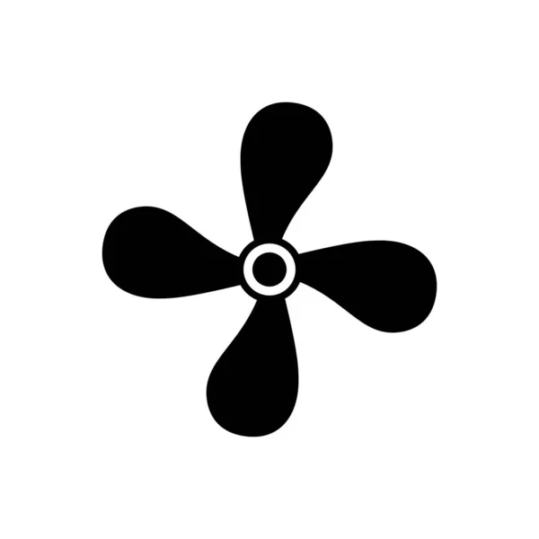 Черный Вентилятор Значок Винта Плоский Векторный Рисунок Белом Фоне — стоковый вектор
