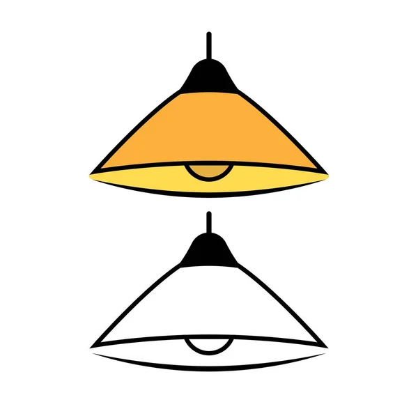 Икона Стиле Ретро Лампы Потолочная Лампа Прозрачном Желтом Фоне Векторная — стоковый вектор