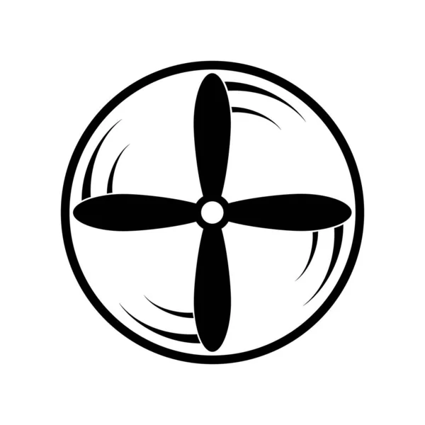 Черный Вентилятор Значок Винта Плоский Векторный Рисунок Белом Фоне — стоковый вектор