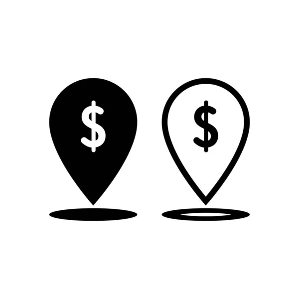 Localisation Icône Argent Illustration Vectorielle Gps Dollar Simbol Sur Fond — Image vectorielle