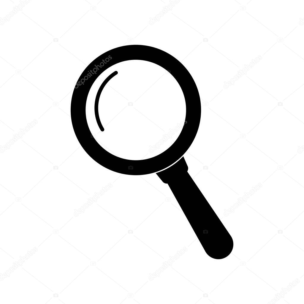 Magnifying glass icon. Flat vector illustration in black