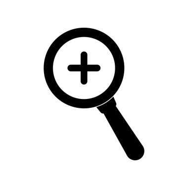 Büyüteç ikonu. Siyah vektör illüstrasyonu