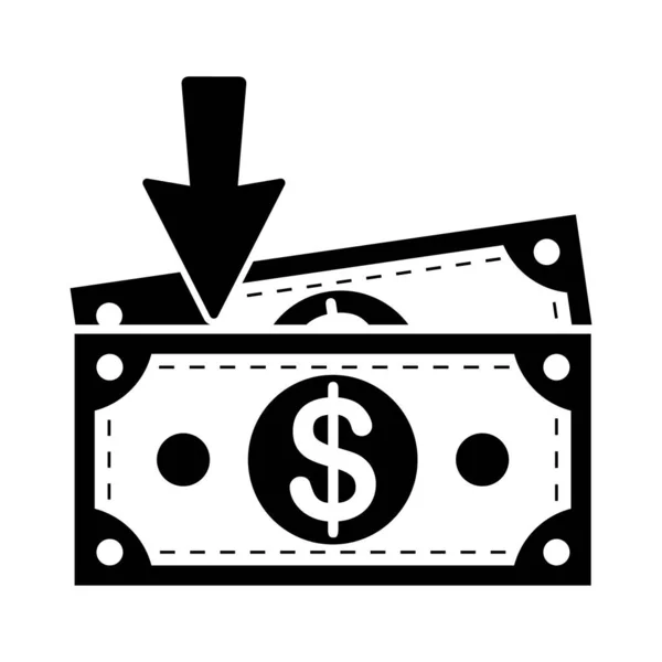 Icône Argent Tombant Illustration Vectorielle Dollar Chute Sur Fond Blanc — Image vectorielle