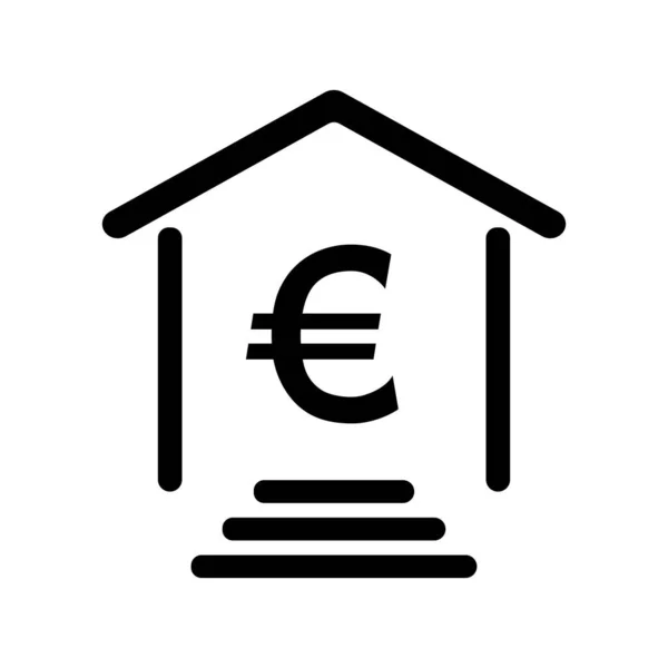 Bank Geld Pictogram Vectorillustratie Eurosymbool Witte Achtergrond — Stockvector