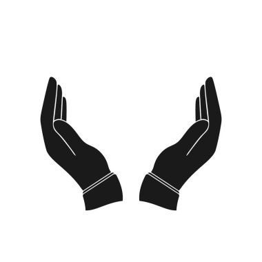 iki el ikonu. Beyaz arkaplanda vektör illüstrasyonu açık avuç sembolü.