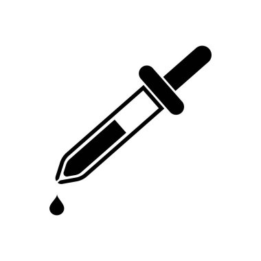 Pipette ikonu. Beyaz arkaplanda vektör illüstrasyon tıbbi testler sembolü.