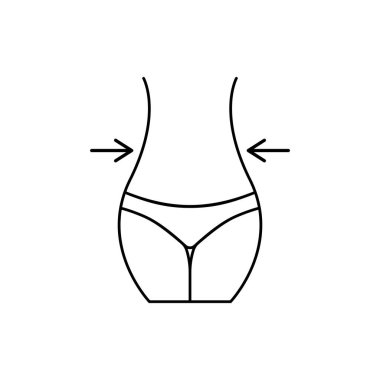 Kadın beli ve ok ikonu. kadın figürü vektör illüstrasyonu