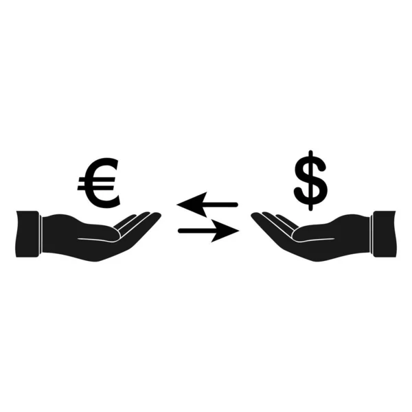 Armer Échanger Icône Argent Euro Dollar Proches Autre Interaction Interdépendance — Image vectorielle