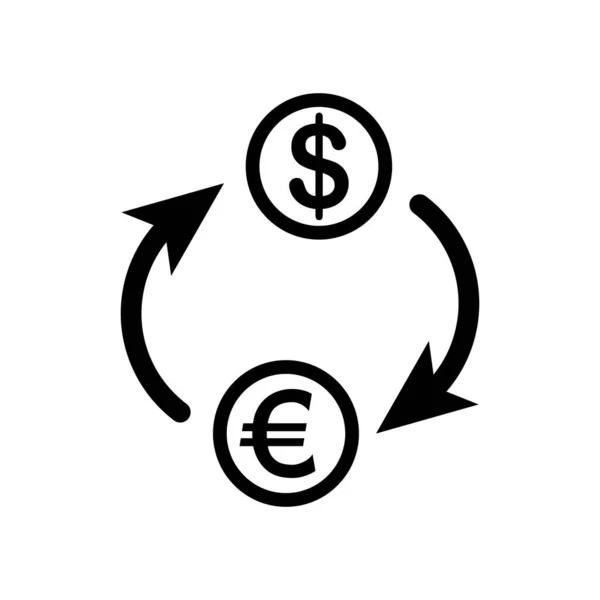 Échanger Argent Icône Euro Dollar Proches Autre Interaction Interdépendance Des — Image vectorielle