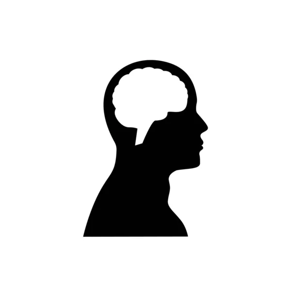 Знак Головы Мозга Простой Силуэт Человеческого Символа — стоковый вектор