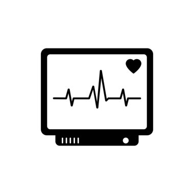 Kalp monitörü ekran simgesi. Vektör illüstrasyon kalp atışı, nabız, ritim kalp.